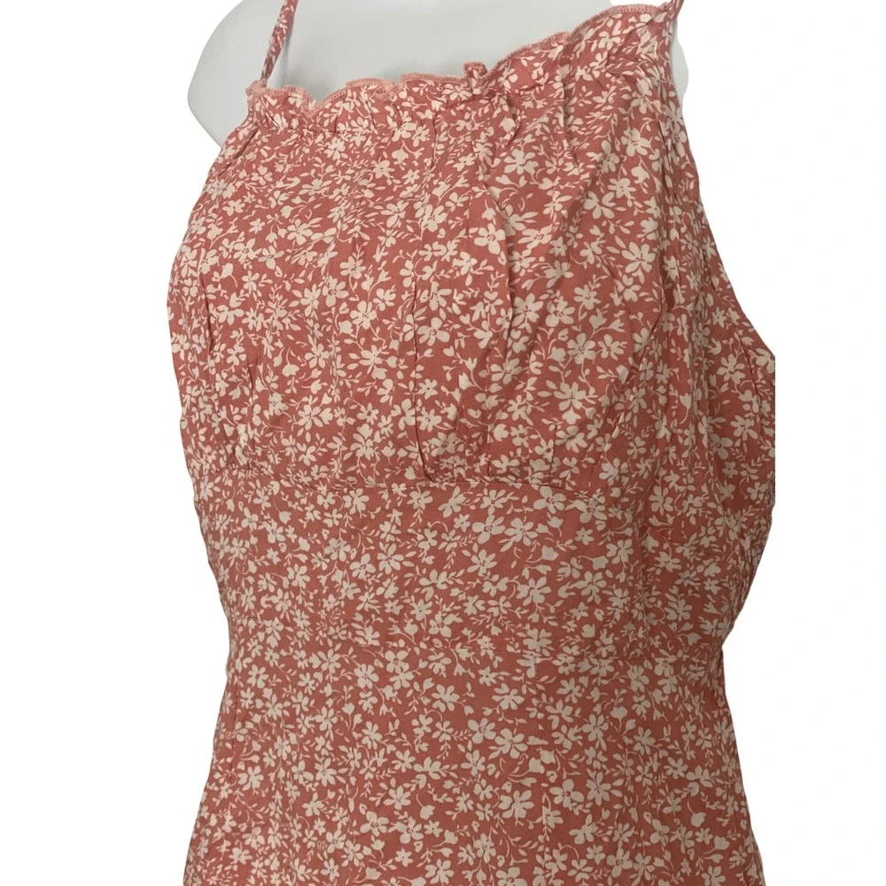 Floral Babydoll Boho Beach Mini Spaghetti Strap Dress Rose‎ Pink Med - Picture 2 of 6